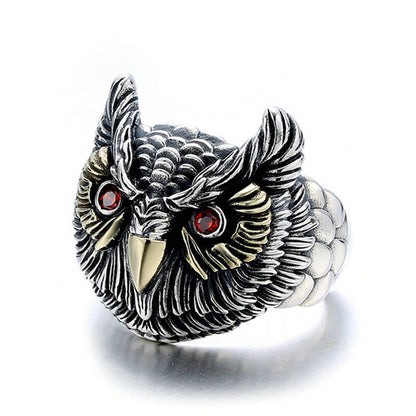 Ruby Gem Owl Shape Signet Ring