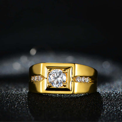 Men's Simulation Diamond Gentleman Gold Plated Ring