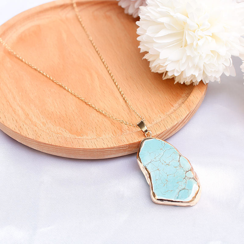 Natural Slice Up Turquoise Irregular Necklace