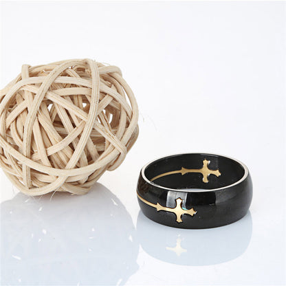 Detachable Cross-shaped Trendy Men's Punk Black Gold Ring