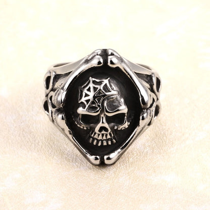 Spiderweb Skull Titanium Steel Ring