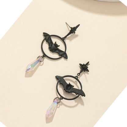 Halloween Ornaments Retro Exaggerated Black Bat Gothic Earrings