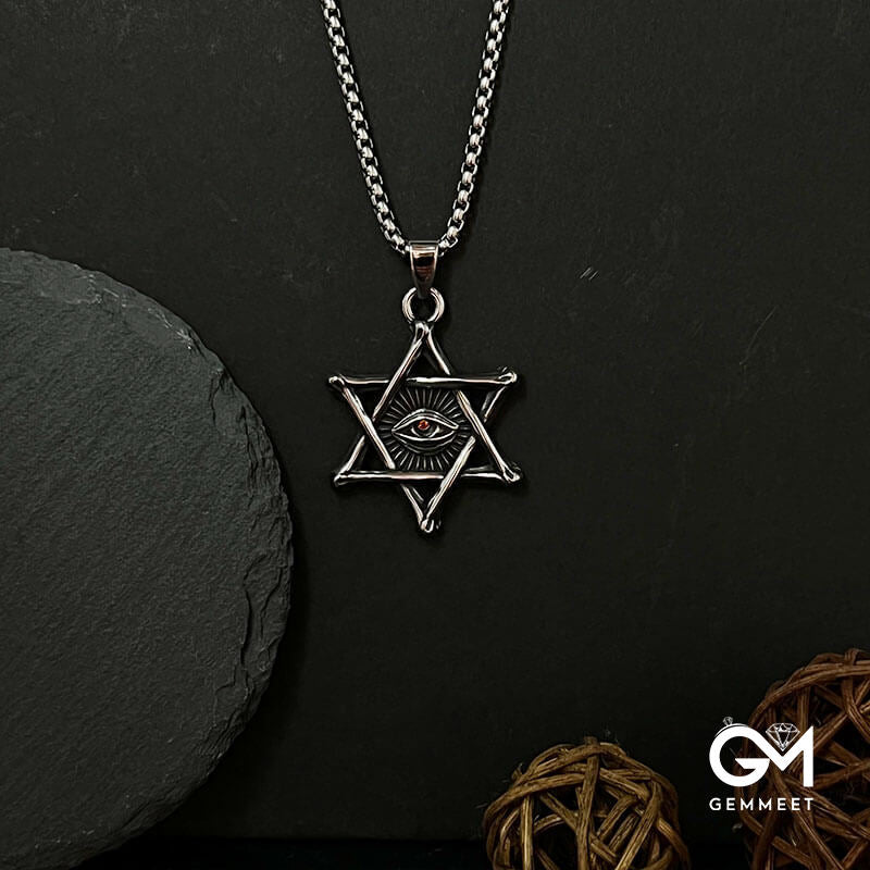 Hexagram Devil's Eye Pendant Necklace