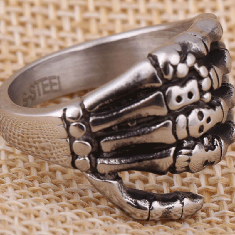 Halloween Titanium Steel Skull Ghost Hand Retro Men's Ring