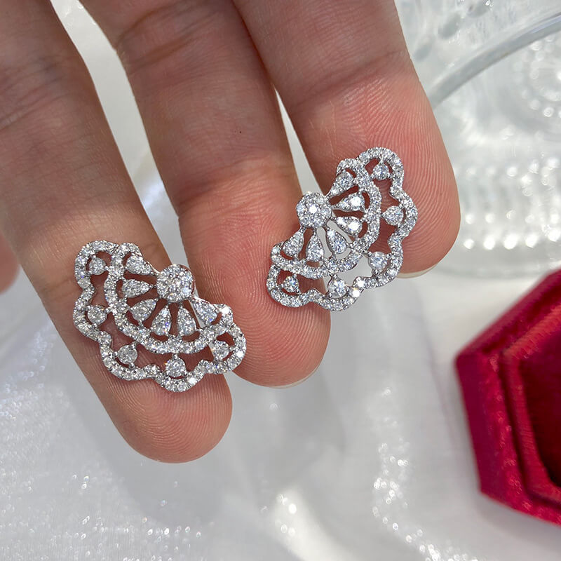 Lace Skirt Hem Earrings Micro-studded Gold-plated High Carbon Diamond Earrings for Women