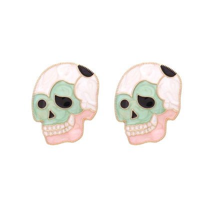 Halloween Earrings Temperament Alloy Drip Oil Skull Fun Cute Earrings