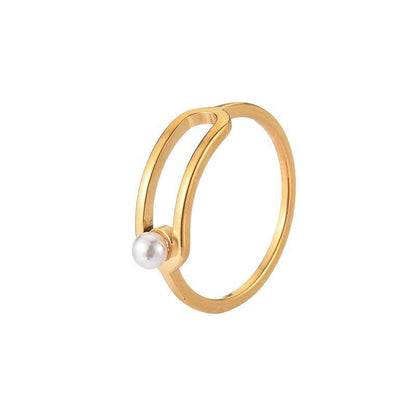 Simple Pearl Inlaid Ring