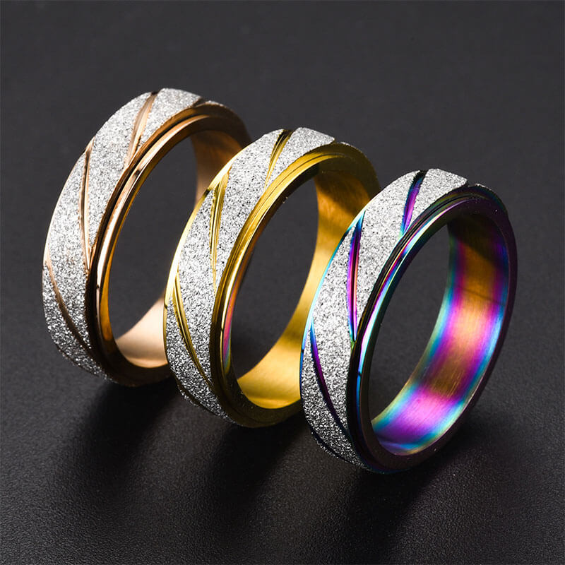 Colored Minimalism Texture Rotatable Ring