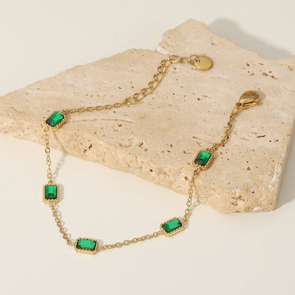 Green Crystal Chain Bracelet