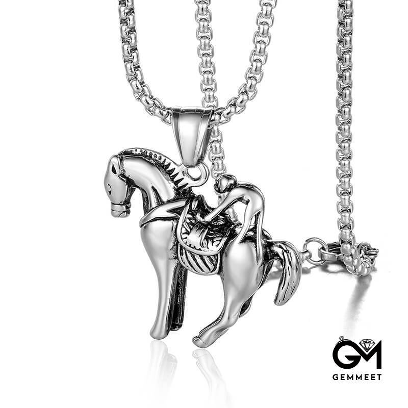 Stainless Steel Monkey Riding Necklace