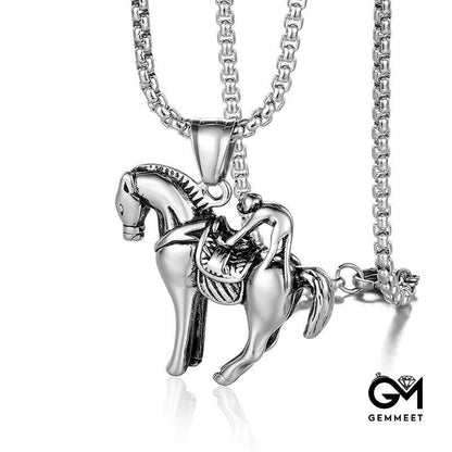 Stainless Steel Monkey Riding Necklace