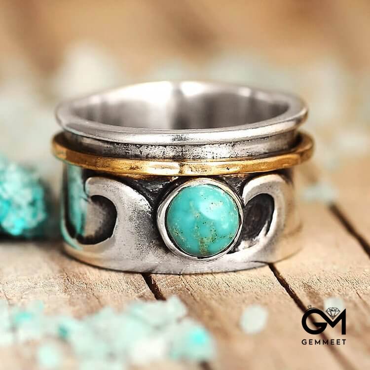 Retro Fidget Wave Turquoise Ring