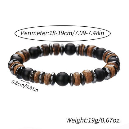 Black Onyx Hematite Bronzite 8mm Beaded Bracelet