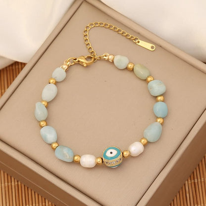 Trendy Natural Stone Evil Eye Bracelet