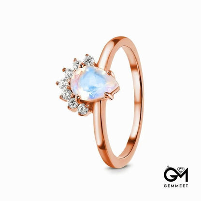 Simple Rose Gold Moonstone Zircon Ring