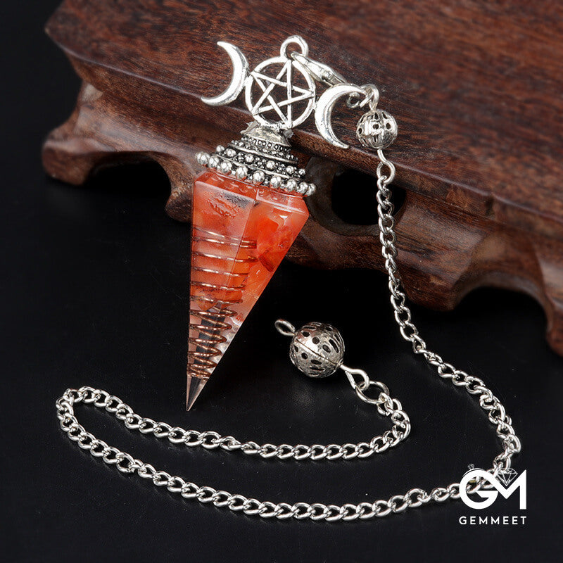 Colored Stone Resin Crystal Hexagon Cone Spirit Pendulum