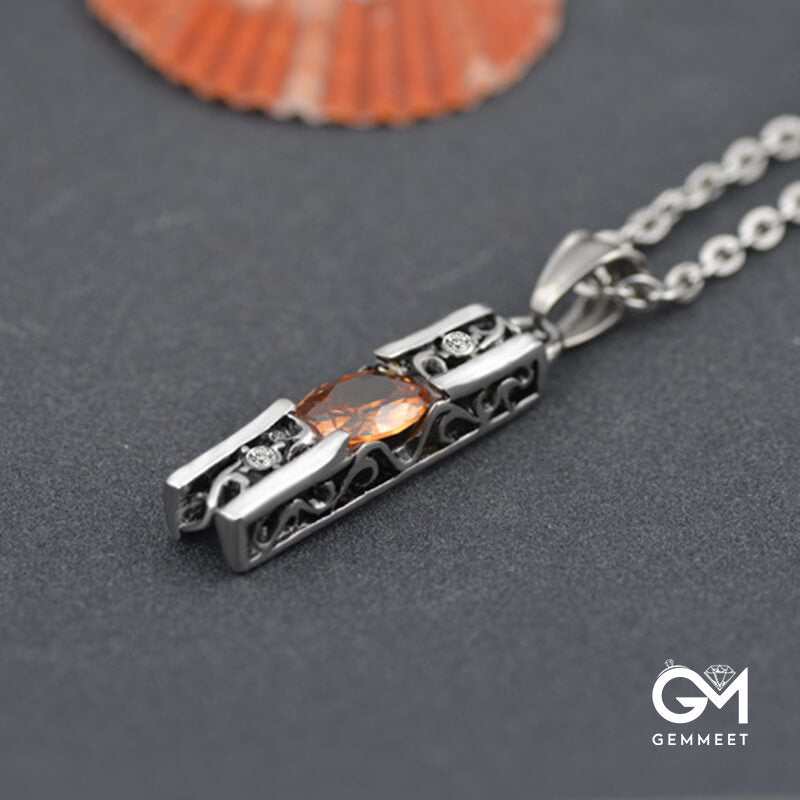 Titanium Steel Men's Zircon Necklace