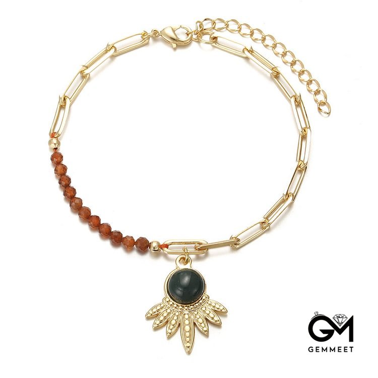 Stone Geometric Pendant 18k Bracelet