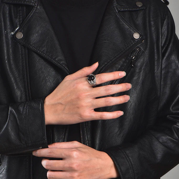 Vintage Eagle Sterling Silver Black Onyx Rings