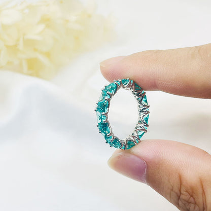 Simple Inlaid Light Blue Zircon Ring