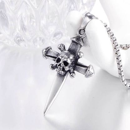 Men's Skull Cross Biker Necklace