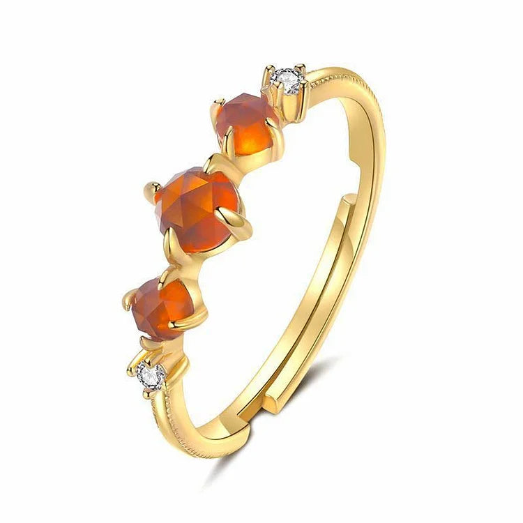 Adjustable Orange Garnet Ring