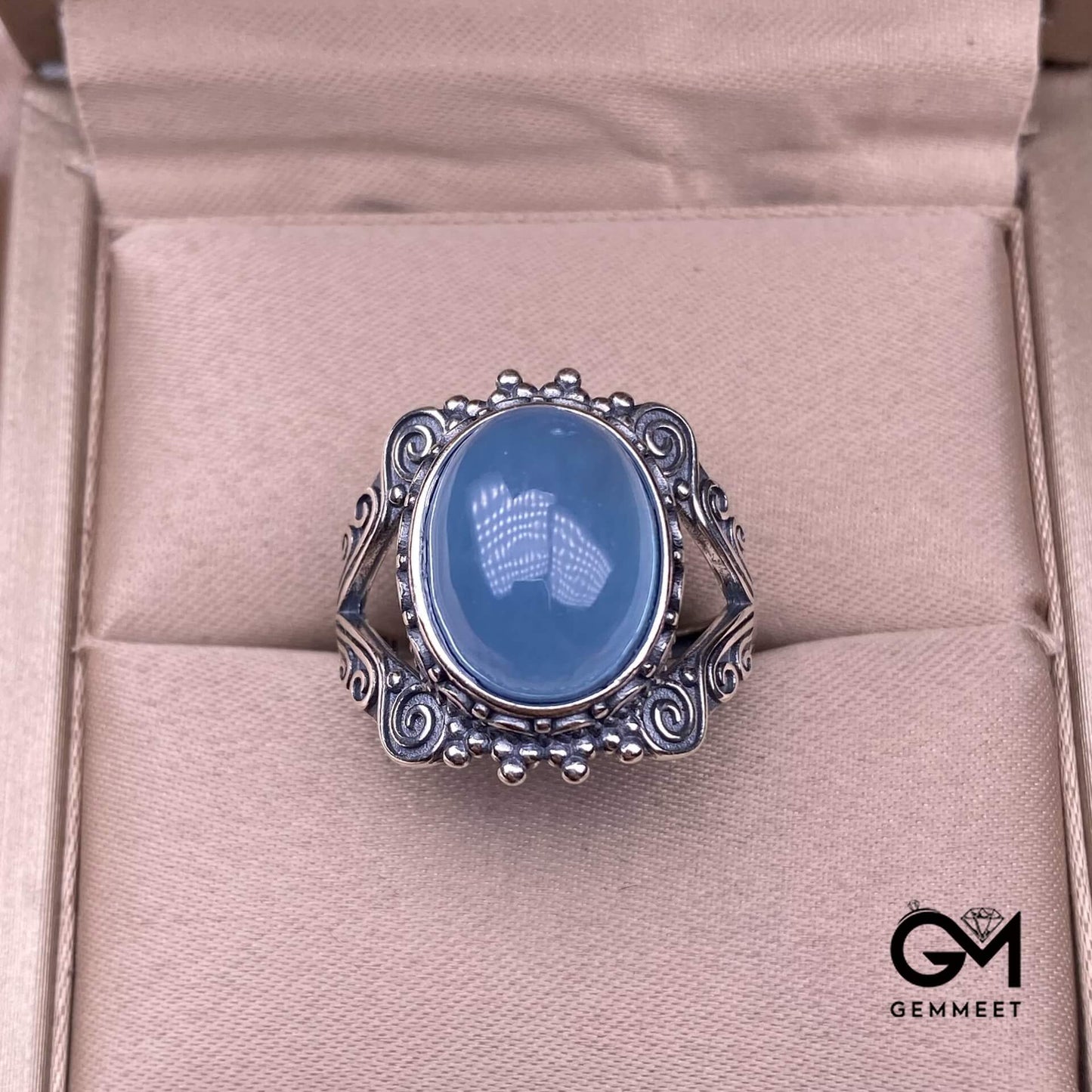 S925 Vintage Aquamarine Ring