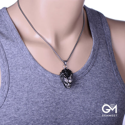 Stainless Steel Wolf Head Necklace