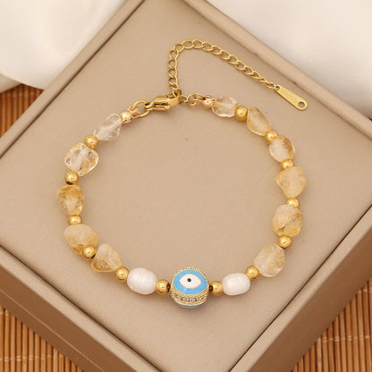 Trendy Natural Stone Evil Eye Bracelet