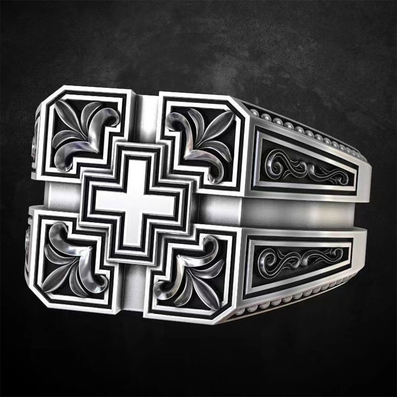 Vintage Men's Cross Creative Carved Ring