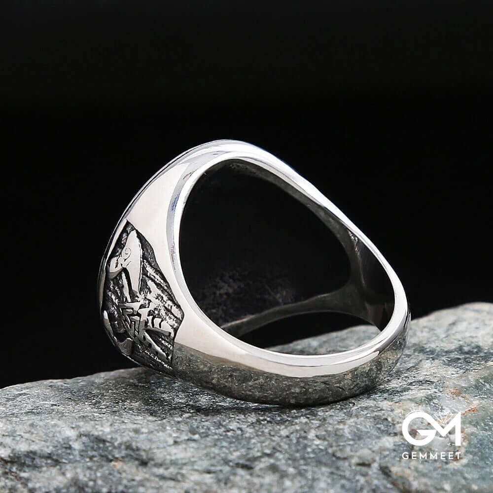 Titanium Steel Double Axe Ring for Men