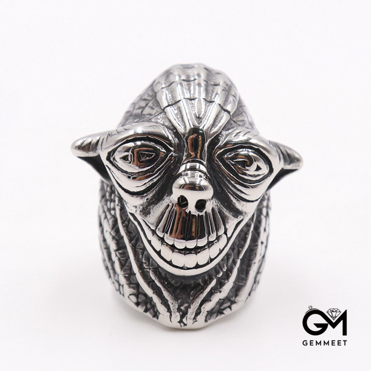 Vintage Stainless Steel Alien Skull Ring