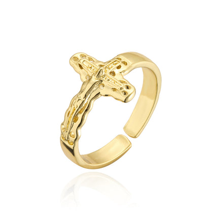 Golden Cross Shape Band Ring