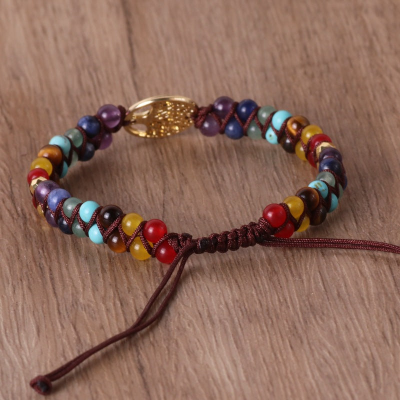 Double Woven String Bracelet with Colorful Tree