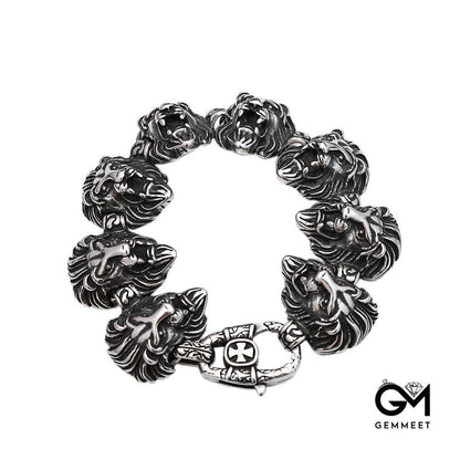 Vintage Animal Lion Head Titanium Steel Bracelet