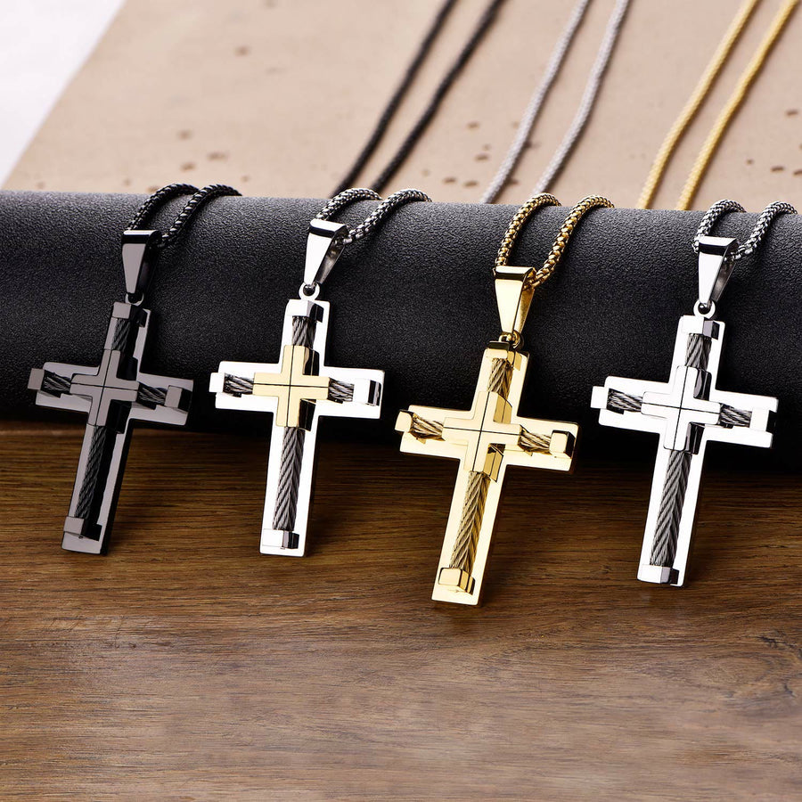 Jesus Christ Cross Pendant Stainless Steel Necklace