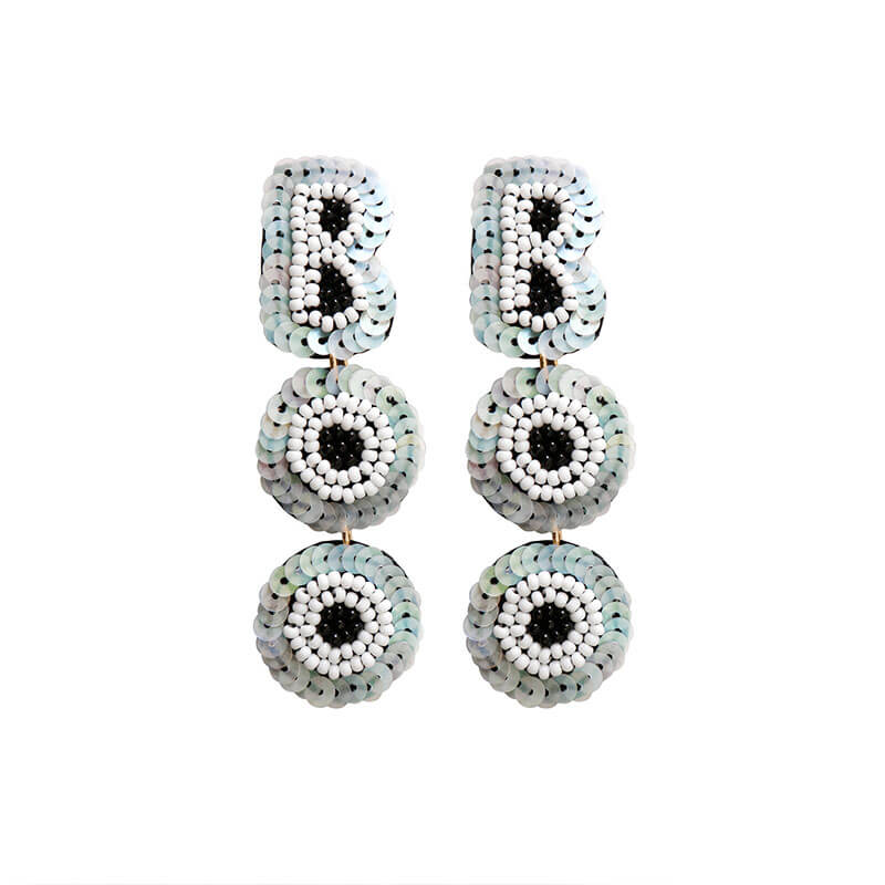 Halloween Punk Style Rice Bead Earrings Hand-woven Alphabet Sequins Personality Earrings