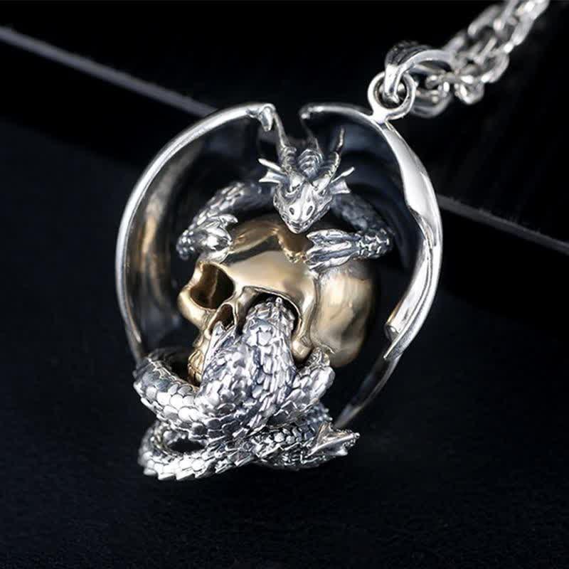 Men's Viking Dragon Skull Necklace