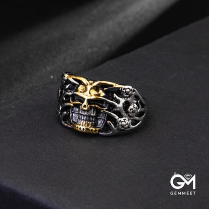 Gold Personality Skull Ghost Head Ring