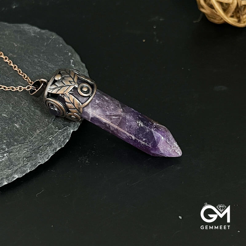 Crystal Amethyst Hexagon Necklace