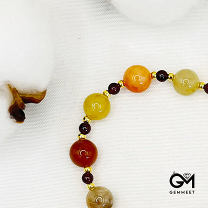 Colorful Agate Garnet Bead Bracelet