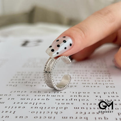 S925 Sterling Silver English Letter Open Ring