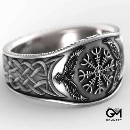 Viking Compass Vintage Graffiti Ring