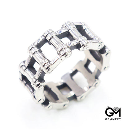 Simple Titanium Steel Vintage Chain Motorcycle Ring