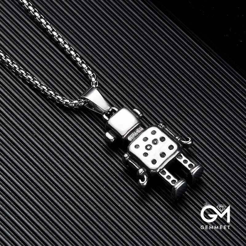 Stainless Steel Retro Robot Cartoon Necklace