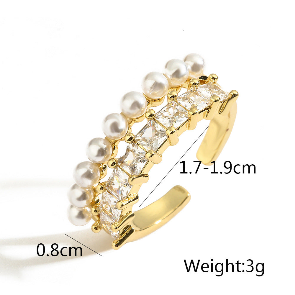 Full Stones & Pearls Special Type Ring