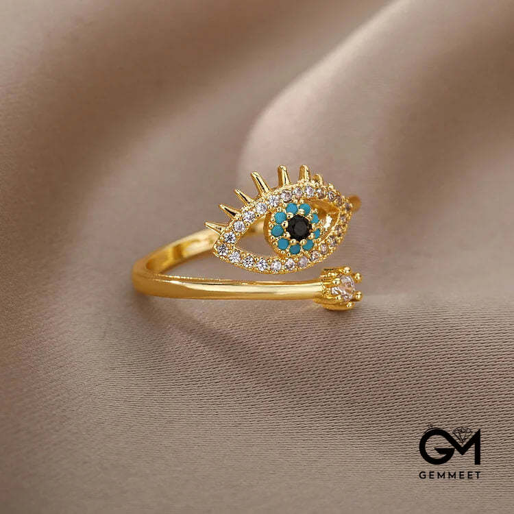 Evil Eye Diamond Adjustable Ring