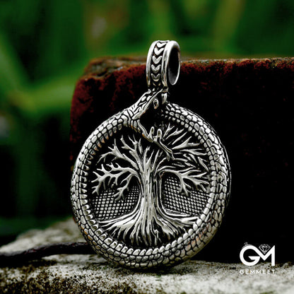 Tail Snake Tree of Life Stainless Steel Pendant for Men