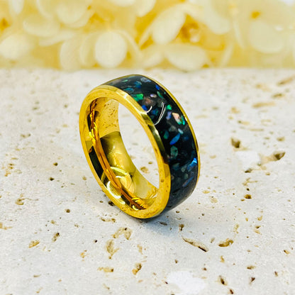 Crushed Opal Tungsten Carbide Ring