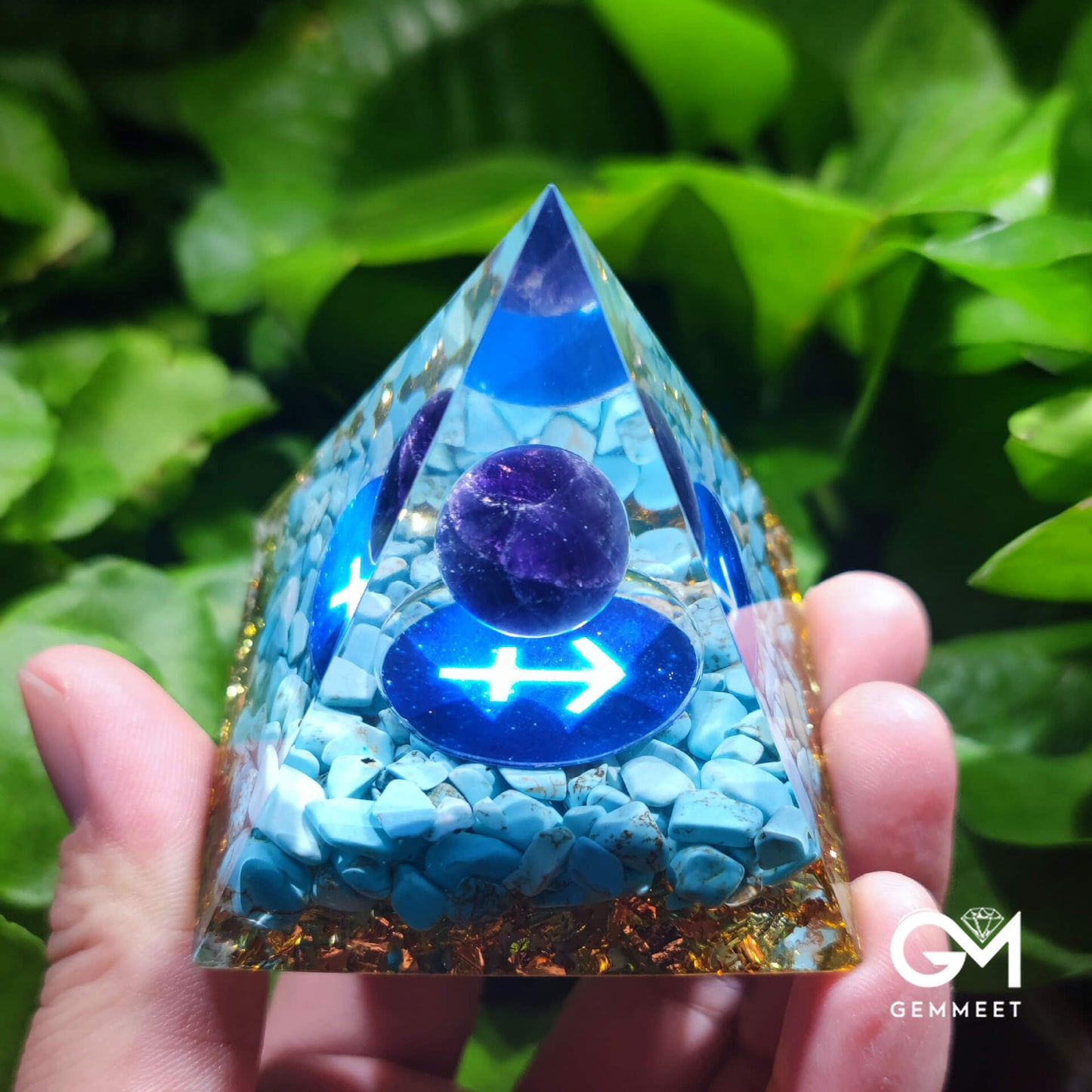 Blue Chalcedony Clear Quartz Orgone Pyramid